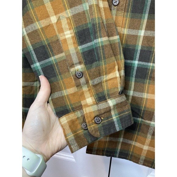 Carhartt Loose Fit Heavyweight Flannel Plaid Green Orange Shirt Mens L Tall NWT - Picture 4 of 9